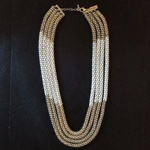Muted gold and white multi-chain necklace